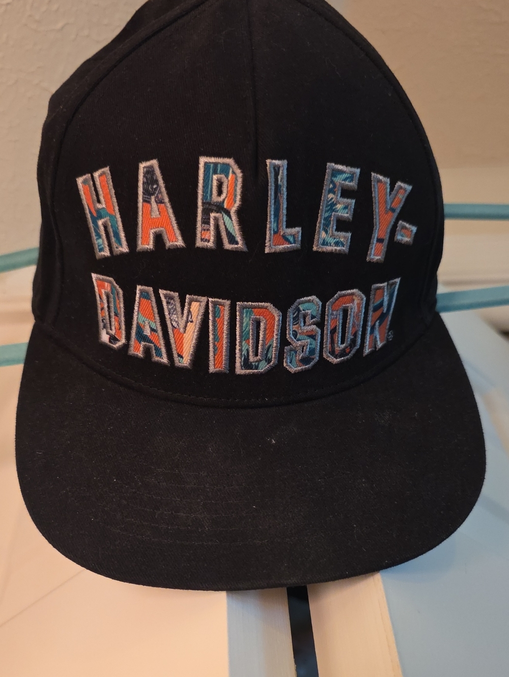 Harley-Davidson Black Baseball Cap with Tropical Lettering